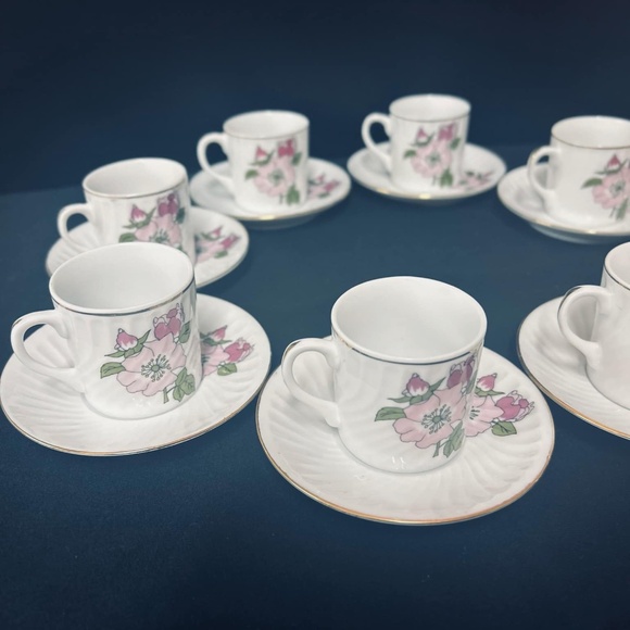 Set Of 8 Demitasse Espresso Cups And Saucers - Picture 7 of 12